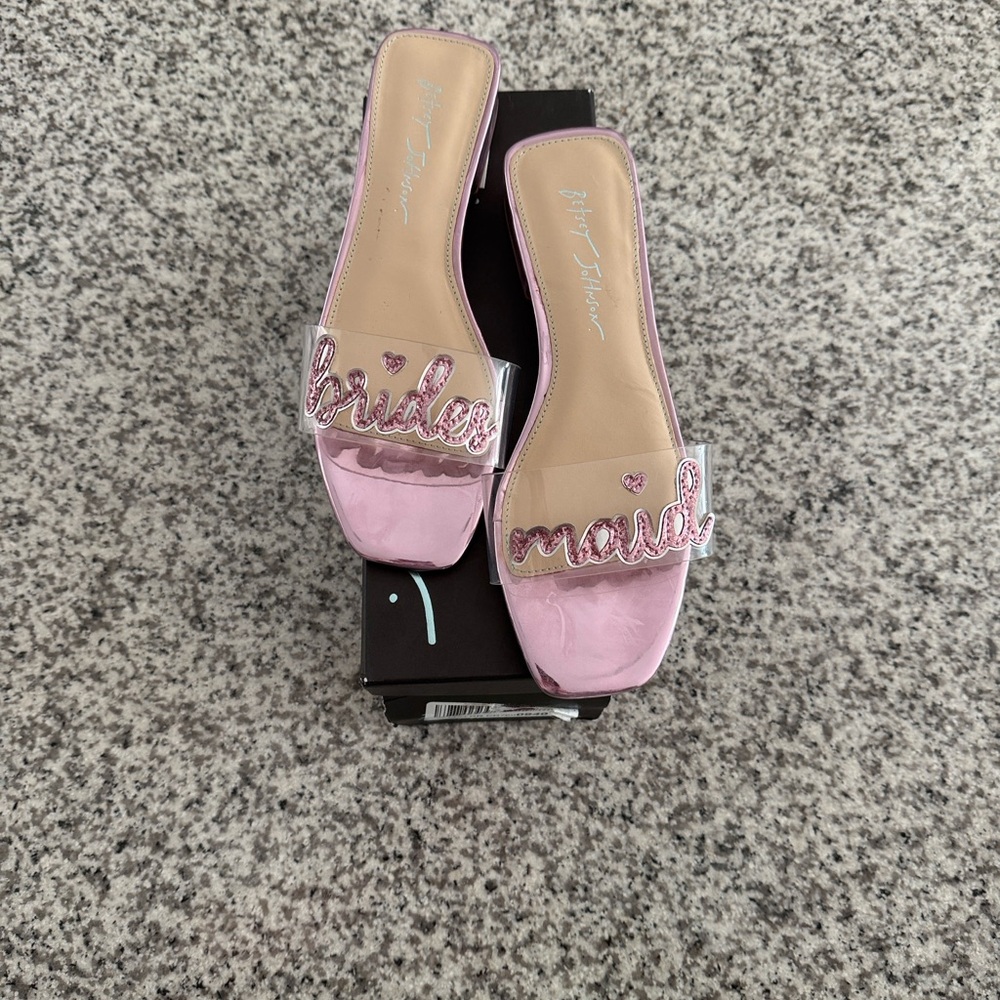 Betsey Johnson Pink Bridal Slide Sandals